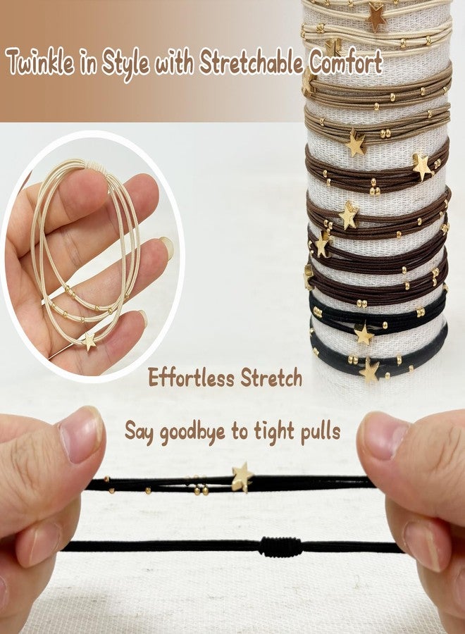 UDeBe 10 Packs Star Hair Ties with Gold Beads – Thin Elastic Ponytail Holders Hair Accessories for Women - Image 4